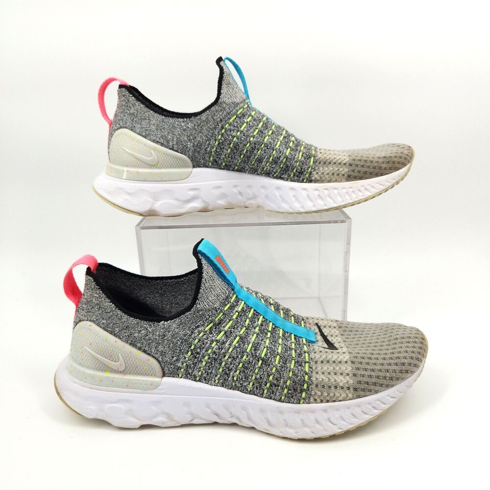 Nike React Phantom Run Flyknit 2 Shoes Mens Size 10 Gray Blue Running
